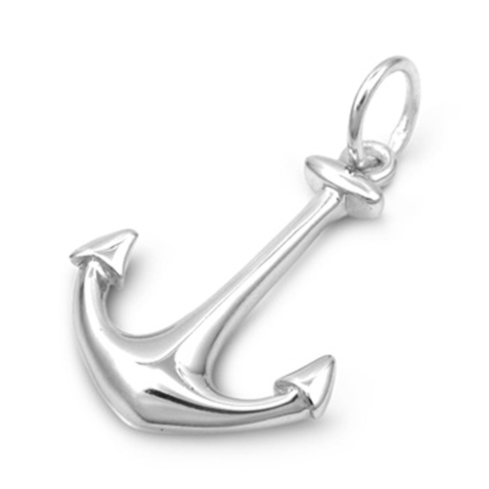 High Polish Anchor Pendant .925 Sterling Silver Shiny Simple Minimalist Charm
