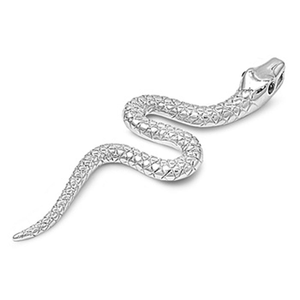 Realistic Textured Snake Pendant .925 Sterling Silver Animal Fierce Charm