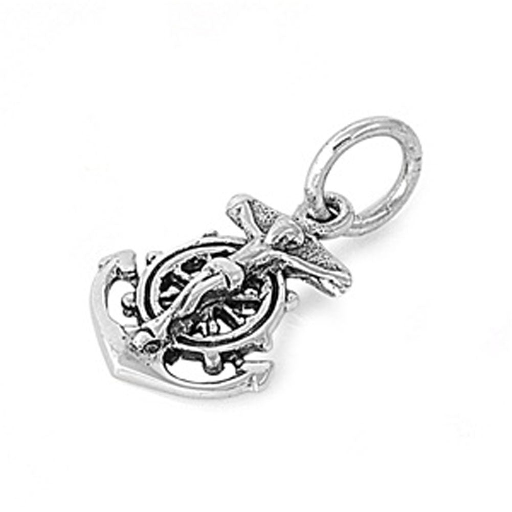 Anchor Ornate Mariners Cross Pendant .925 Sterling Silver Crucifix Ship Charm