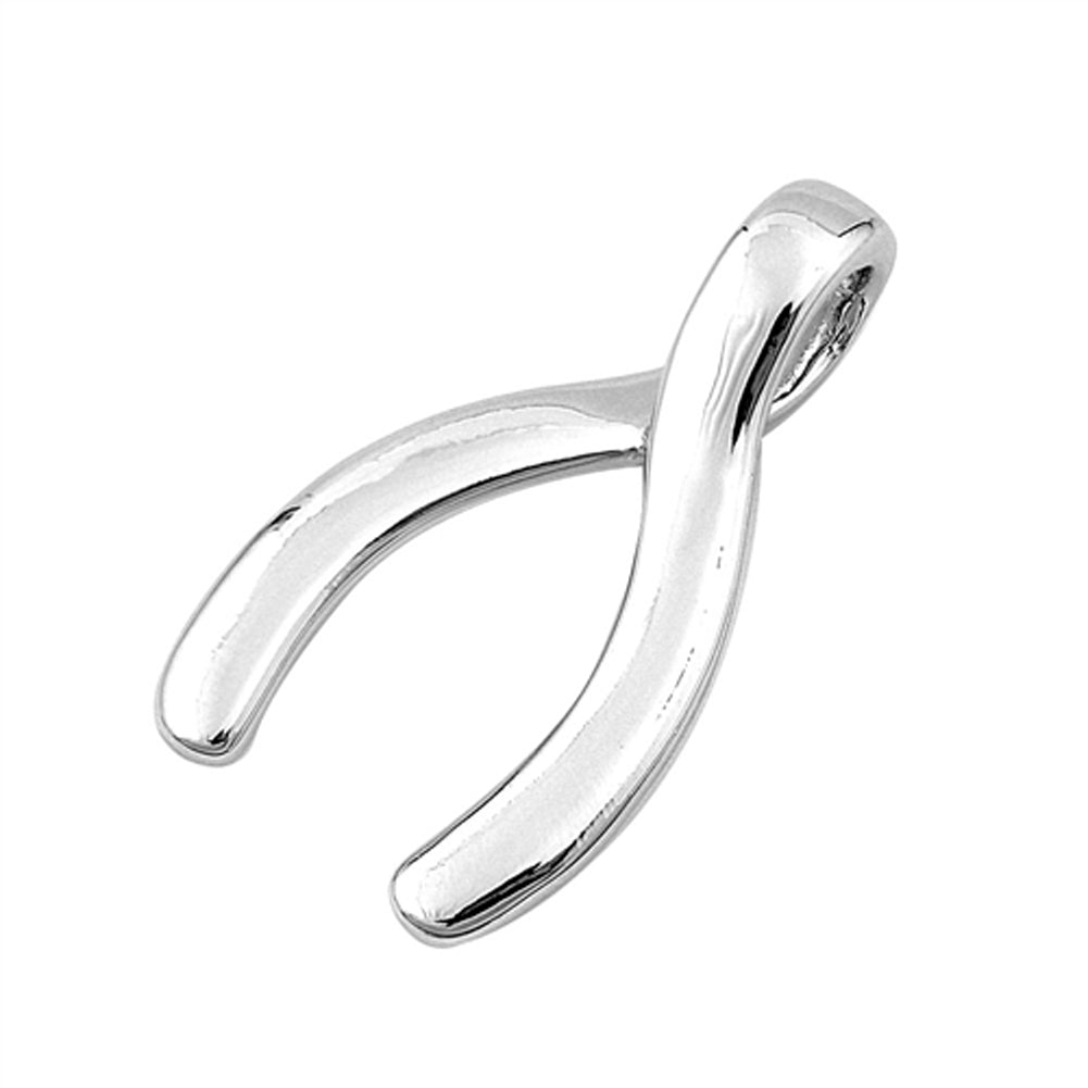 High Polish Wishbone Pendant .925 Sterling Silver Loop Knot Bone Charm