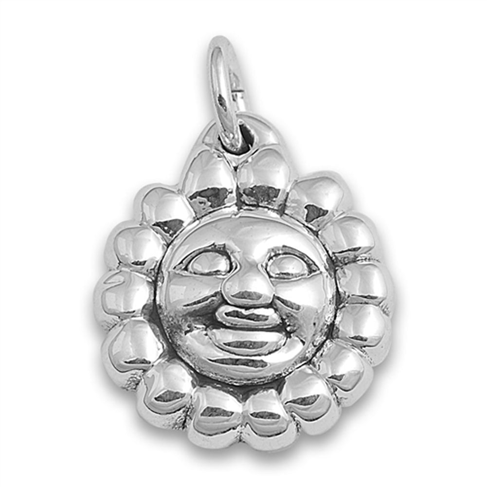 Bead Chunky Bubble Sun Pendant .925 Sterling Silver Flower High Polish Charm