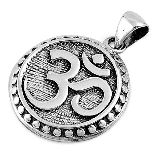 Bead Om Medallion Pendant .925 Sterling Silver Yoga Bali Festival Fashion Charm
