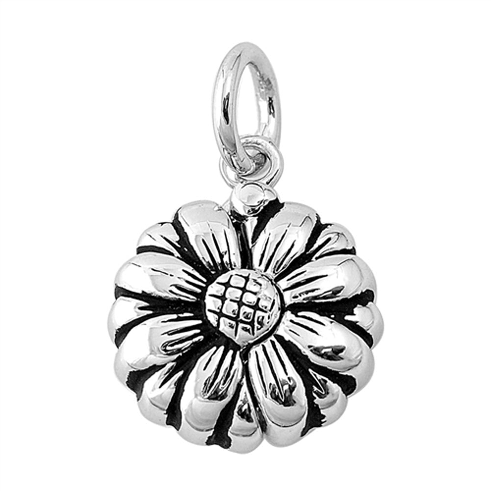 Flower Sunflower Pendant .925 Sterling Silver Blossom Gardening Bloom Charm