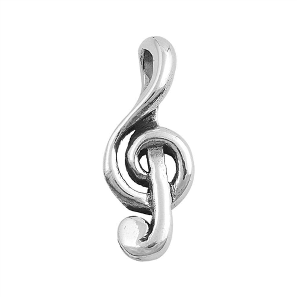 Music Filigree Swirl Clef Note Pendant .925 Sterling Silver Loop Curl Charm