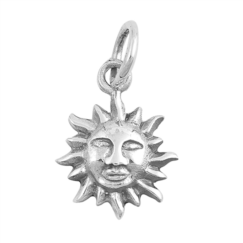 Face Sun Pendant .925 Sterling Silver Solar Space Star Charm