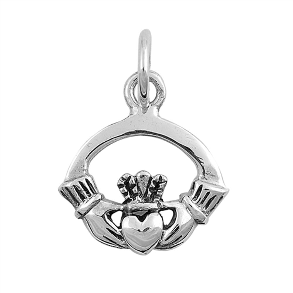 Endless Celtic Claddagh Pendant .925 Sterling Silver Promise Hand Heart Charm
