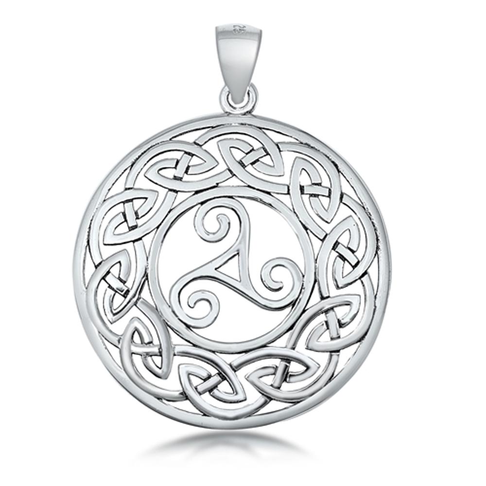 Sterling Silver Trinity Swirl Pendant Triquetra Celtic Filigree Spiral Charm 925