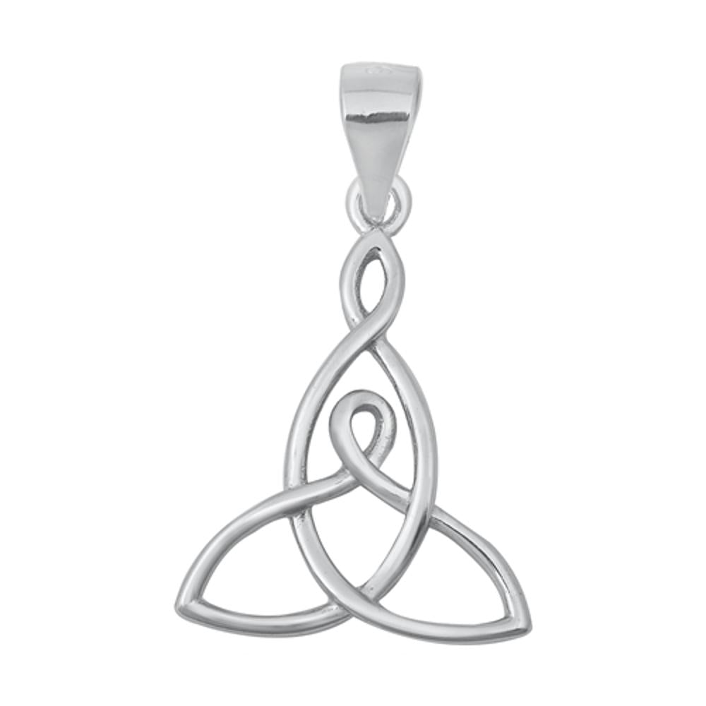Sterling Silver Elegant Celtic Knot Pendant Triquetra Trinity Swirl Charm 925