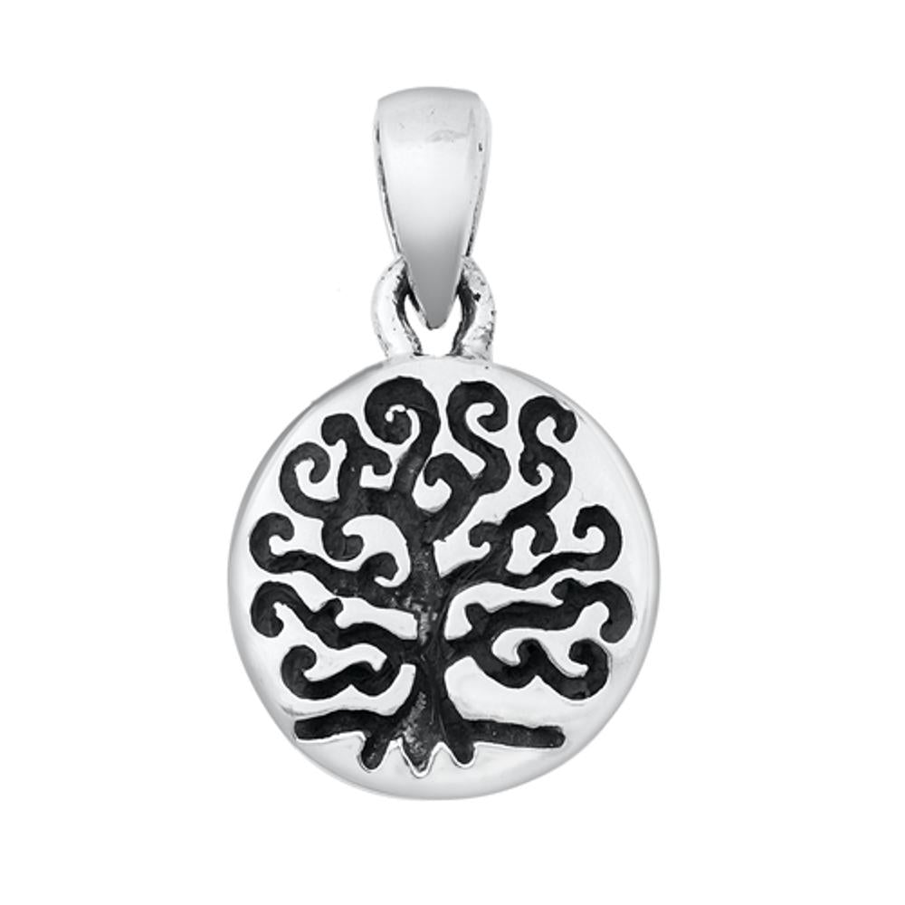 Sterling Silver Oxidized Tree of Life Pendant Detail Nature Whimsical Charm 925