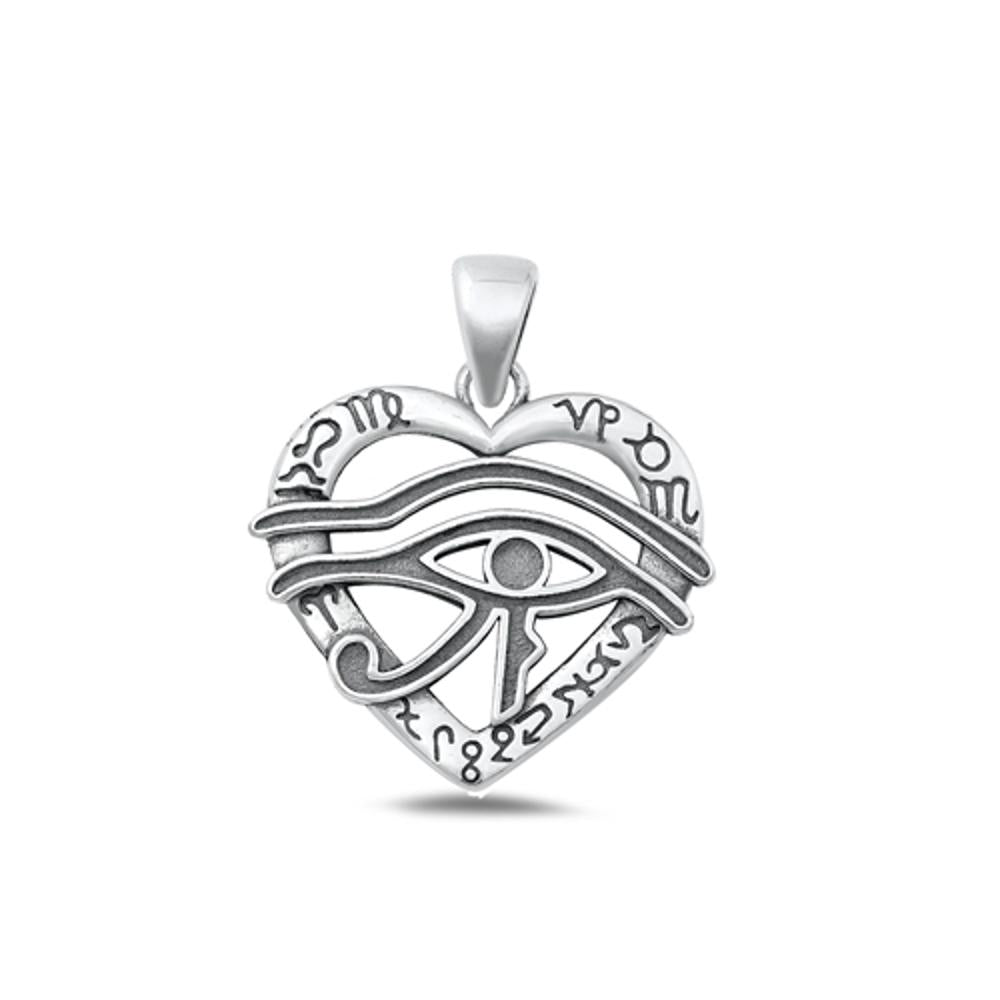 Sterling Silver Wholesale Eye of Horus Zodiac Heart Pendant Charm 925 New