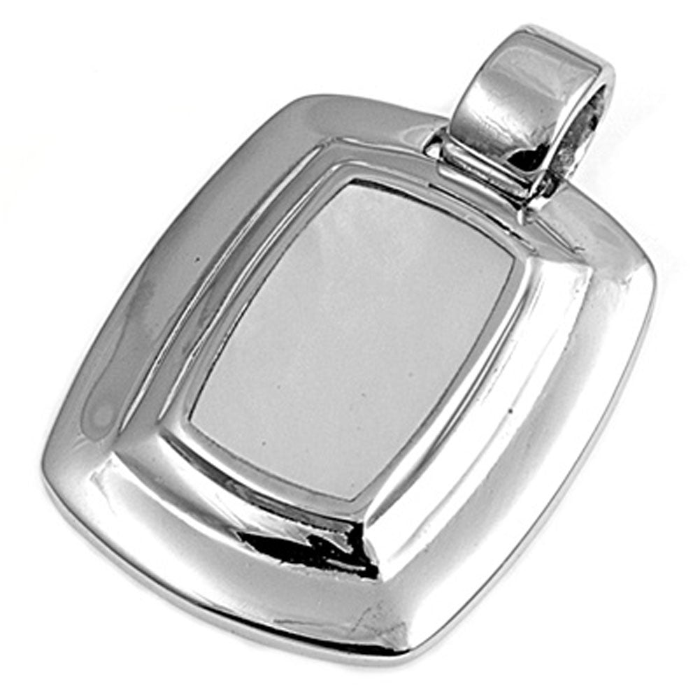 Sterling Silver High Polish Rectangle Pendant Simulated Mother of Pearl Charm