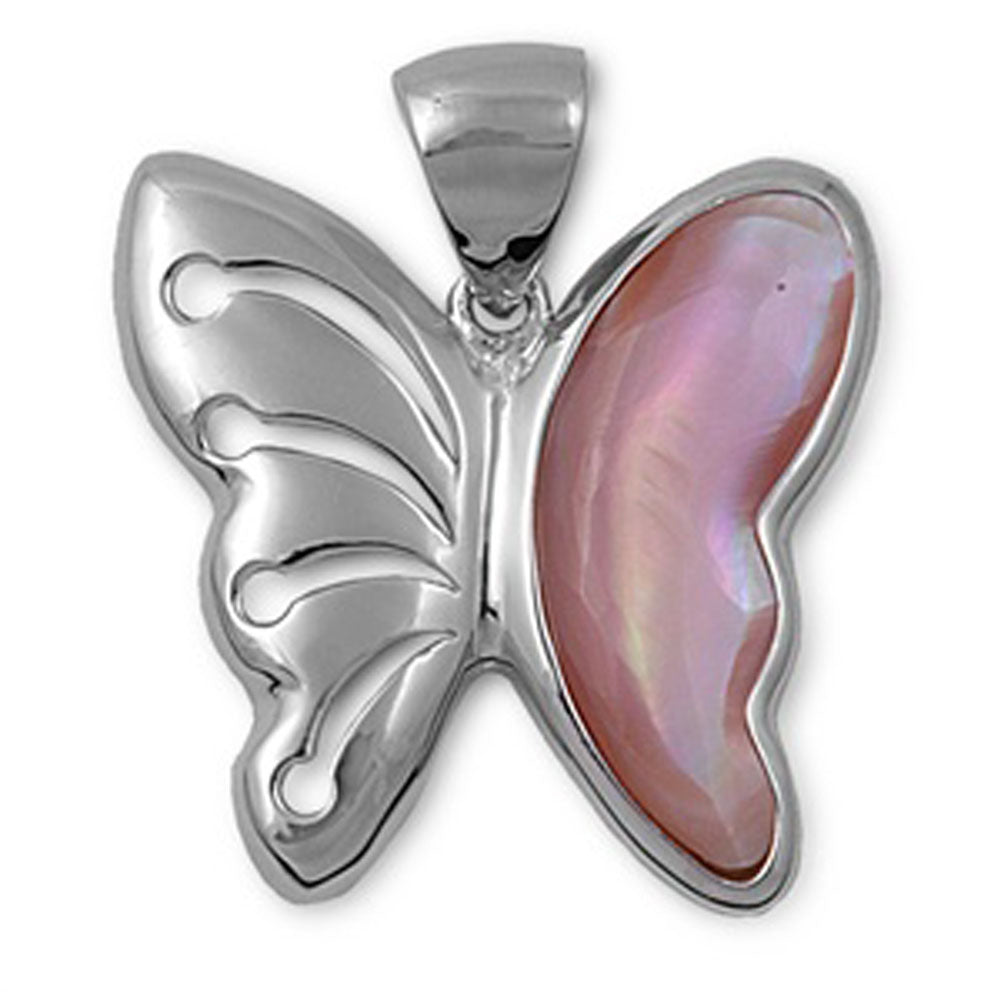 Cute Asymmetrical Butterfly Pendant .925 Sterling Silver Animal Nature Charm