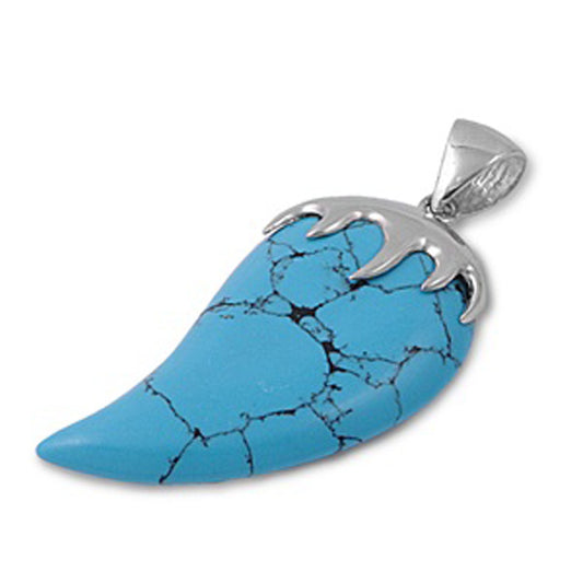 Abstract Unique Pendant Simulated Turquoise .925 Sterling Silver Elegant Charm
