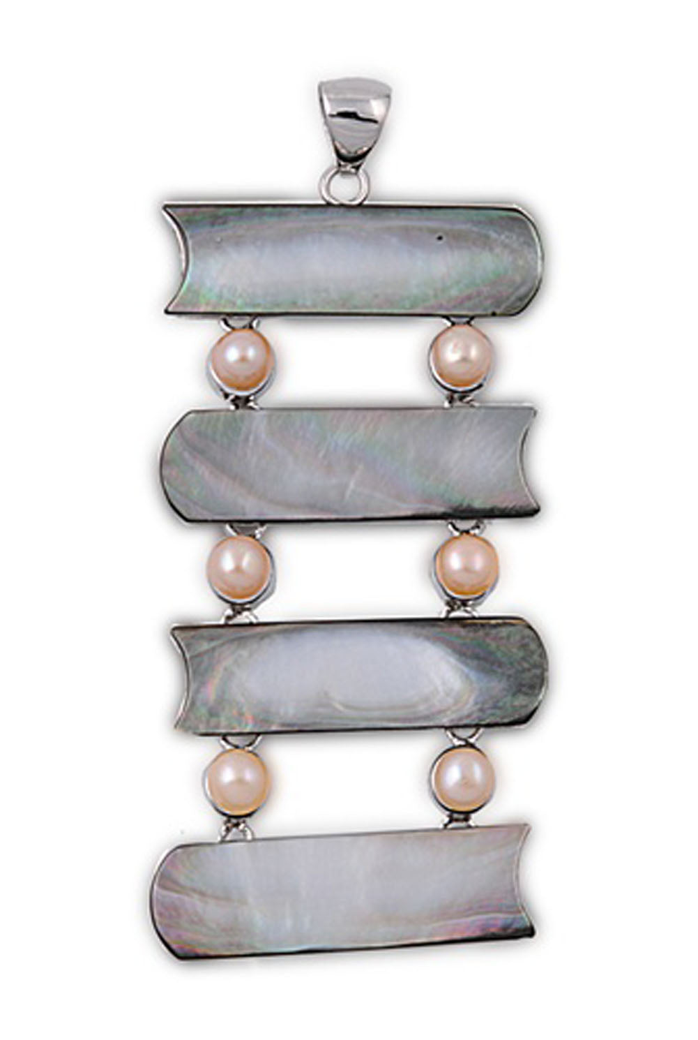 Hanging Ladder Pendant Simulated Abalone .925 Sterling Silver Nautical Charm