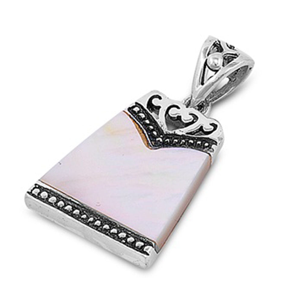 Heart Chic Swirl Pendant Simulated Mother of Pearl .925 Sterling Silver Charm