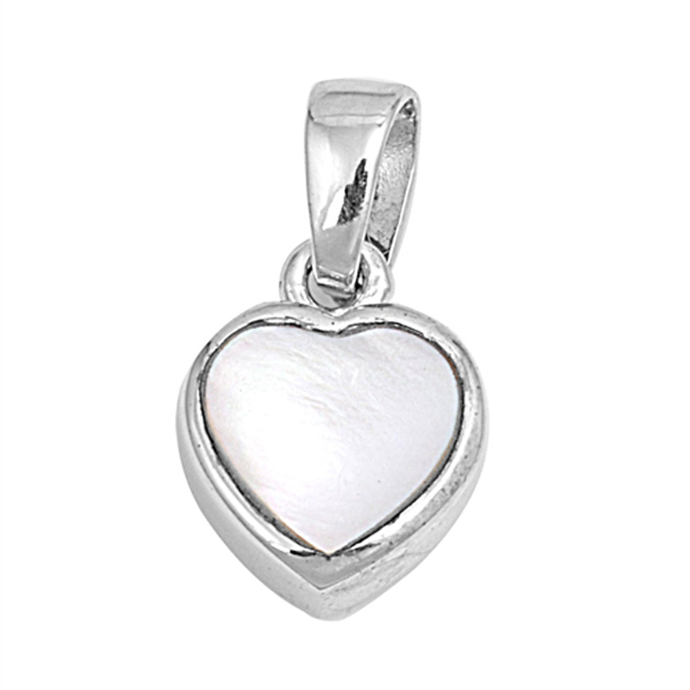 Promise Tiny Heart Pendant Simulated Mother of Pearl .925 Sterling Silver Charm