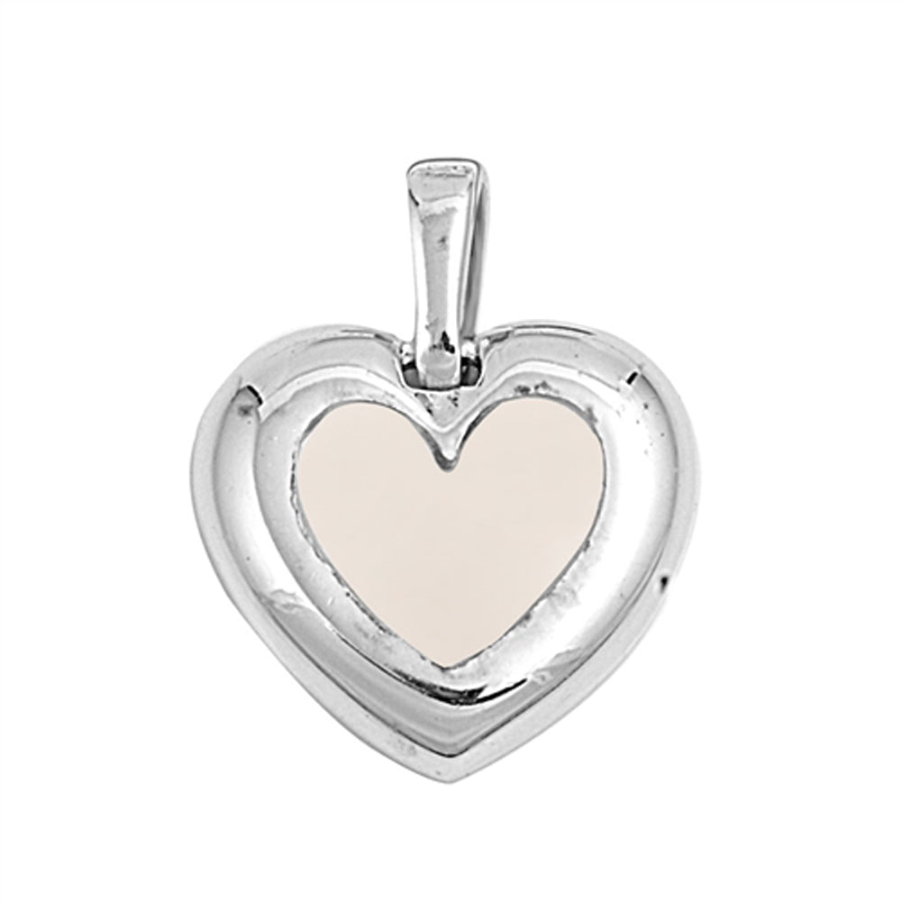 Tiny Chunky Heart Pendant Simulated Mother of Pearl .925 Sterling Silver Charm