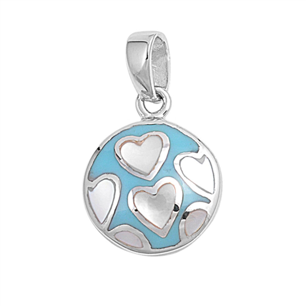 Promise Circle Multiple Heart Medallion Pendant .925 Sterling Silver Cute Charm