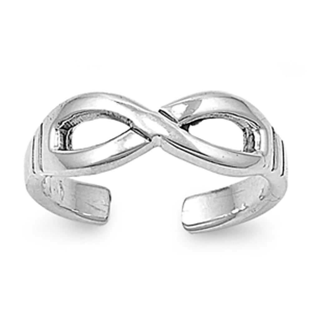 Sterling Silver Wholesale Infinity Toe Ring Adjustable Fashion Midi Band .925