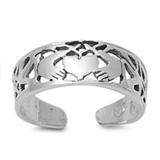 Heart Claddagh Cutout .925 Sterling Silver Toe Ring
