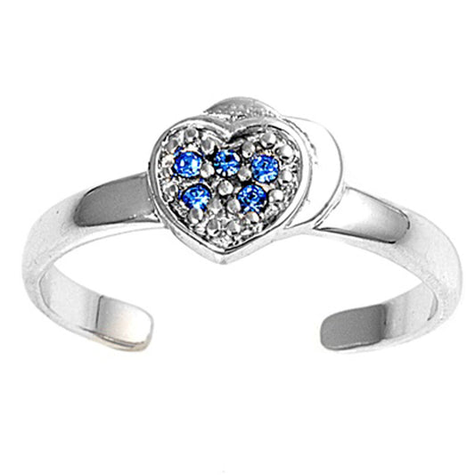 Heart Blue Simulated Sapphire .925 Sterling Silver Toe Ring