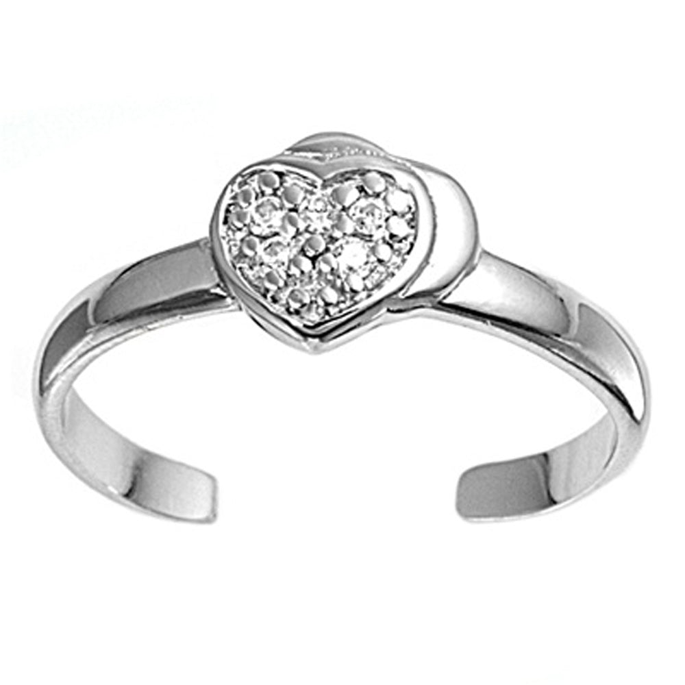 Sterling Silver Classic Heart Toe Ring Adjustable Love Fashion Midi Band .925