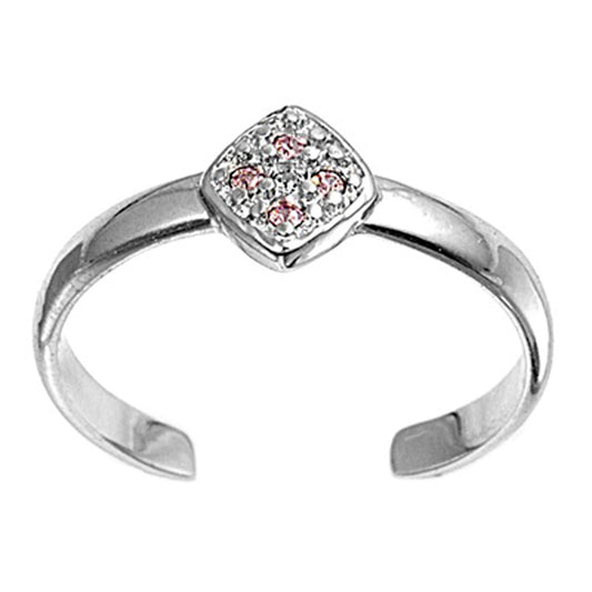 Pink Simulated CZ .925 Sterling Silver Toe Ring