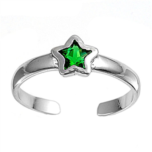 Star Simulated Emerald .925 Sterling Silver Toe Ring
