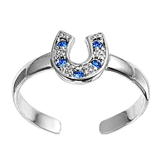 Horseshoe Blue Simulated Sapphire .925 Sterling Silver Toe Ring