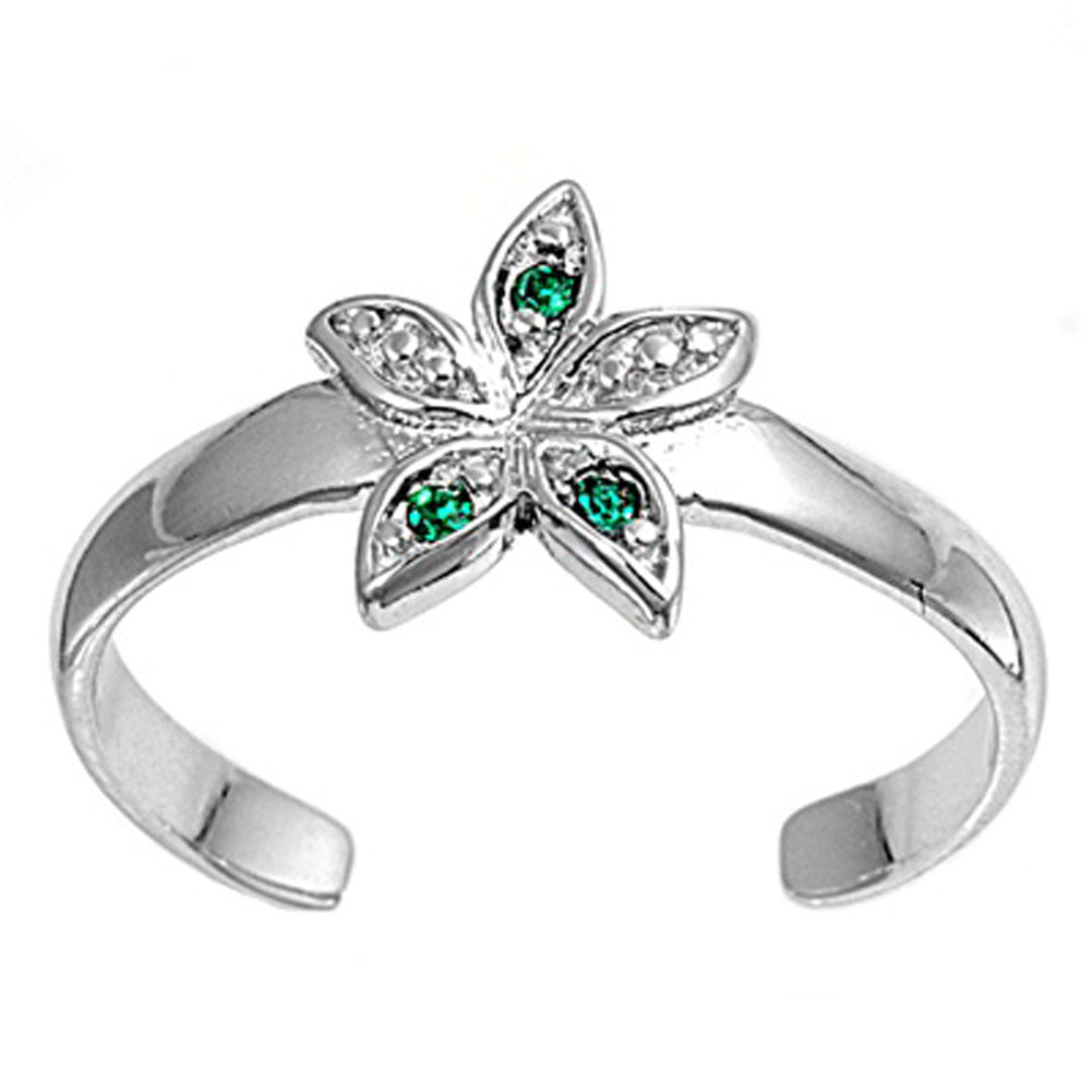 Starfish Star Simulated Emerald .925 Sterling Silver Toe Ring