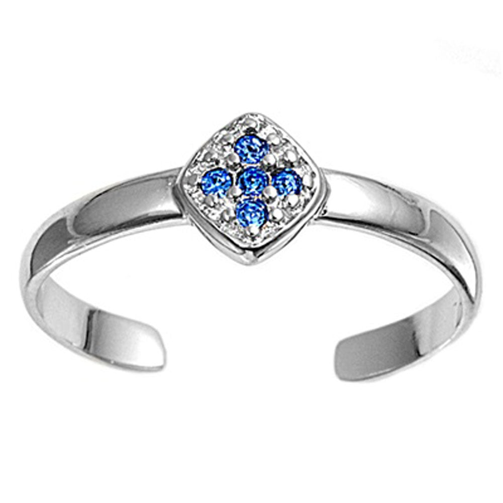 Blue Simulated Sapphire .925 Sterling Silver Toe Ring