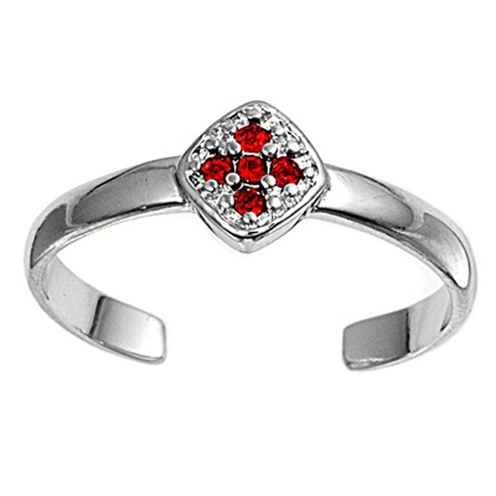 Simulated Ruby .925 Sterling Silver Toe Ring
