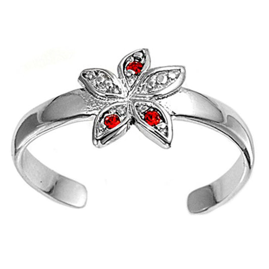 Starfish Star Simulated Ruby .925 Sterling Silver Toe Ring