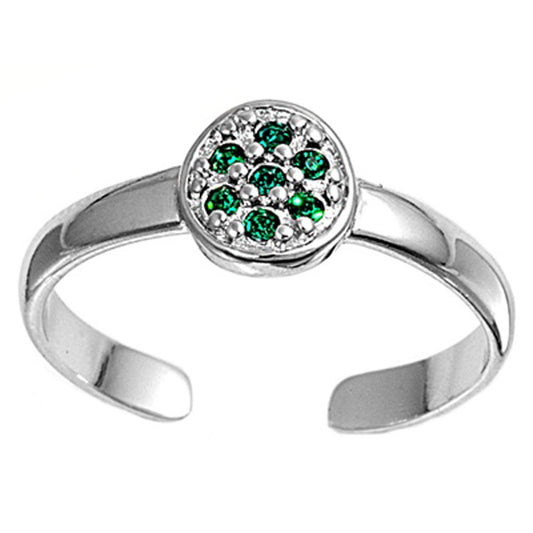 Simulated Emerald .925 Sterling Silver Toe Ring