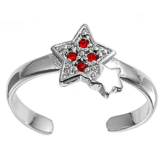 Star Simulated Ruby .925 Sterling Silver Toe Ring