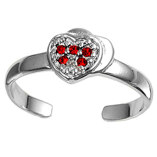 Heart Simulated Ruby .925 Sterling Silver Toe Ring