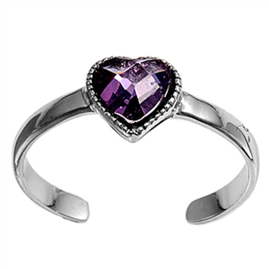 Heart Simulated Amethyst .925 Sterling Silver Toe Ring
