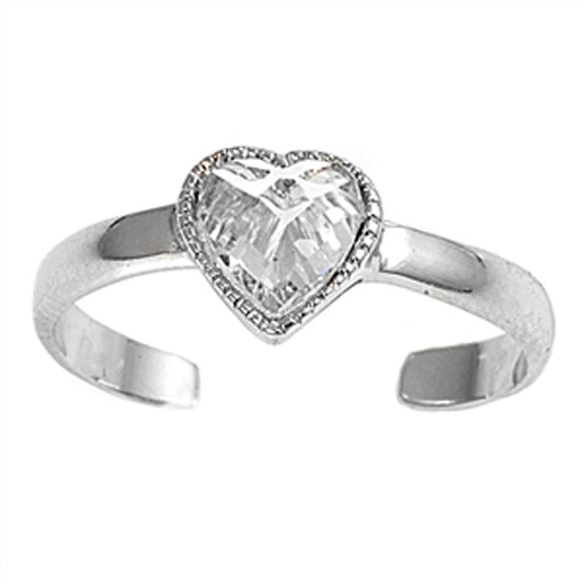 Heart Clear Simulated CZ .925 Sterling Silver Toe Ring