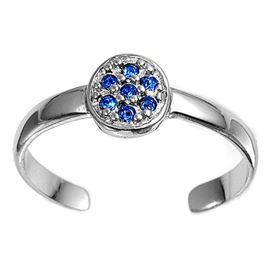 Blue Simulated Sapphire .925 Sterling Silver Toe Ring