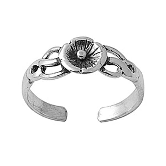 Celtic Knot Plumeria Flower .925 Sterling Silver Toe Ring