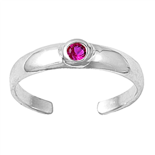 Round Solitaire Simulated Ruby .925 Sterling Silver Toe Ring