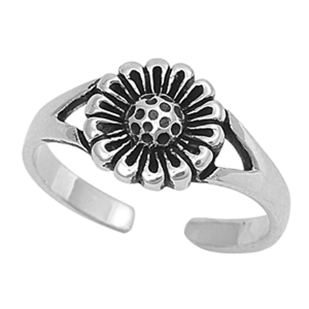 Flower Sunflower .925 Sterling Silver Toe Ring