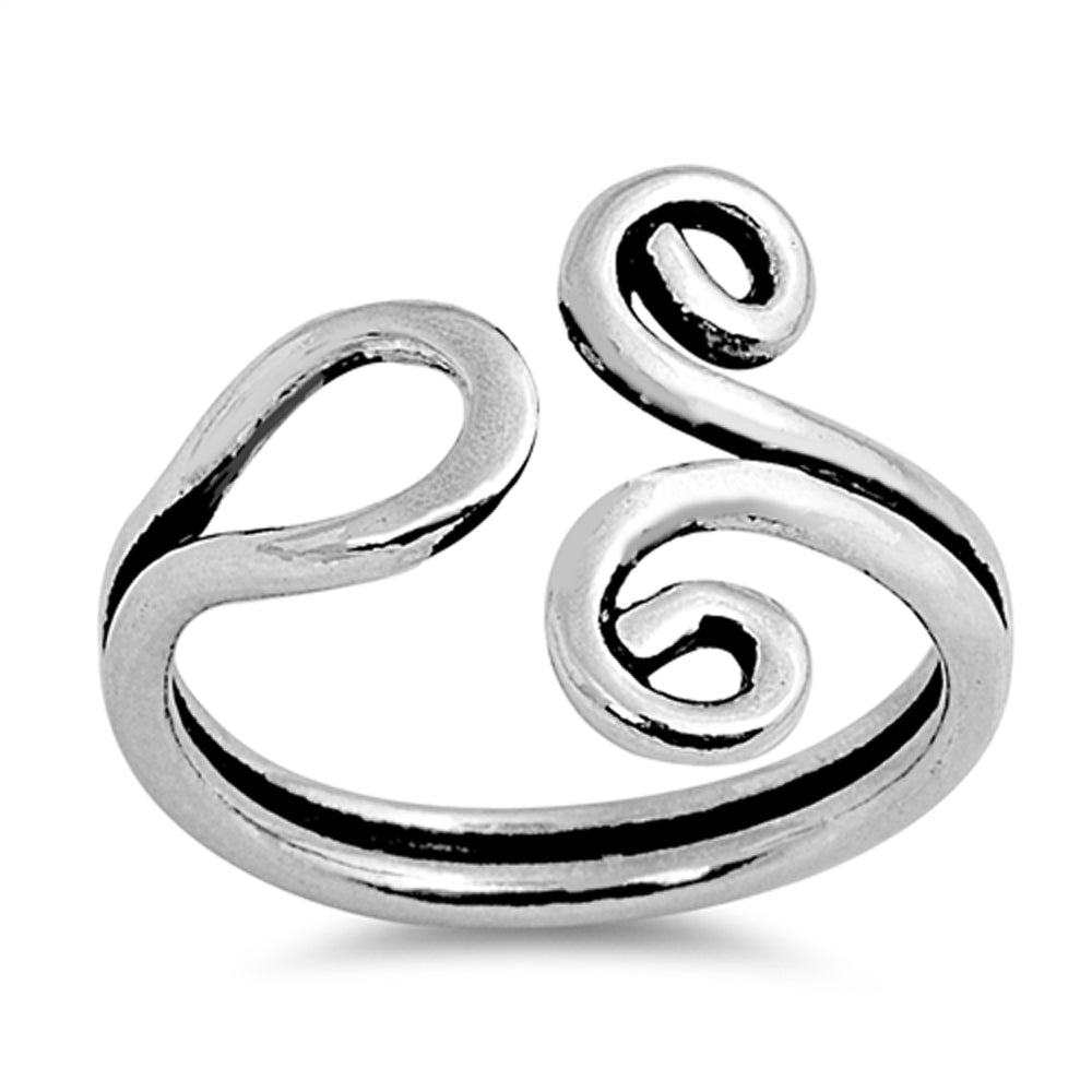 Sterling Silver Wholesale Swirl Toe Ring Adjustable Spiral Midi Band .925 New