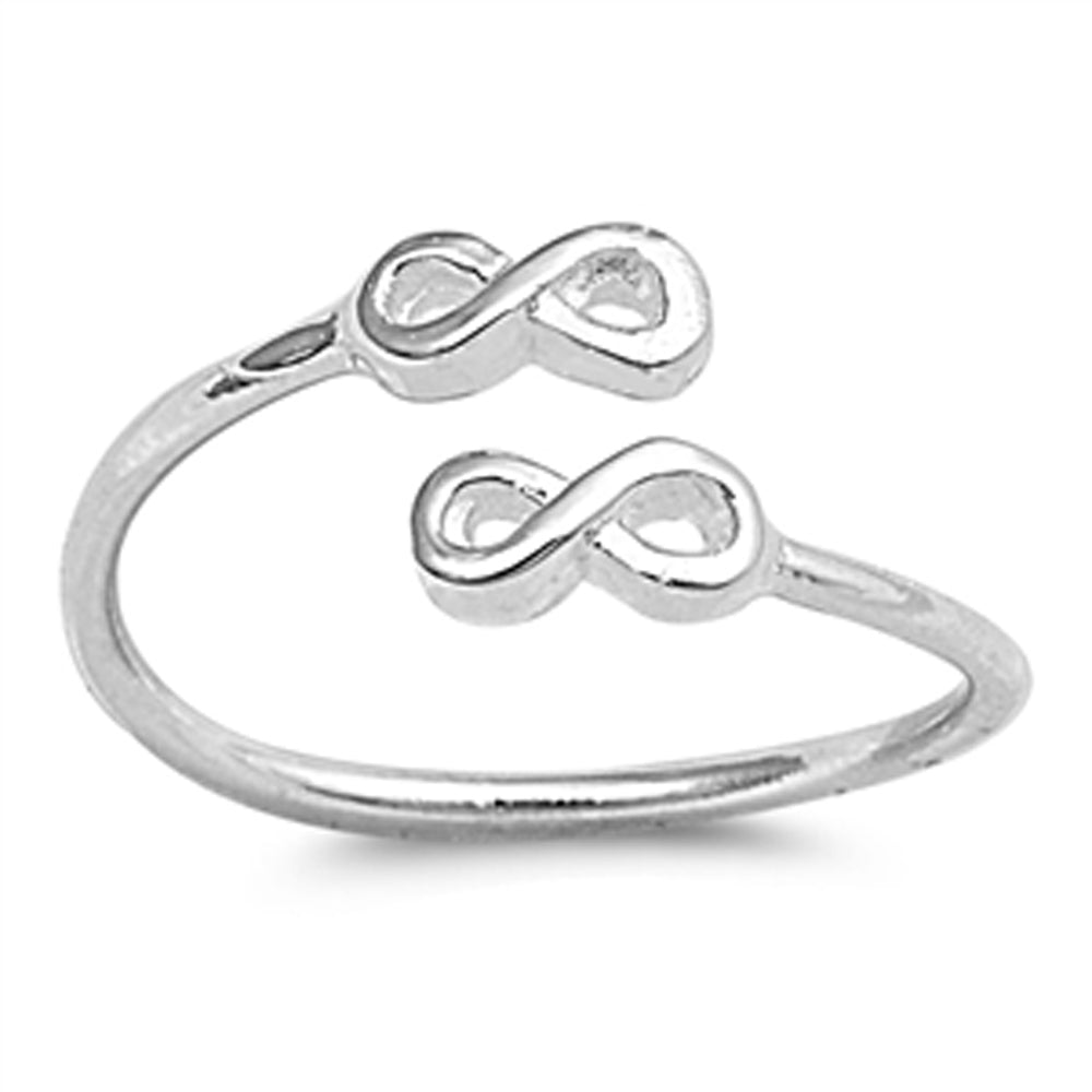 Sterling Silver Beautiful Infinity Toe Ring Cute Adjustable Midi Band .925 New