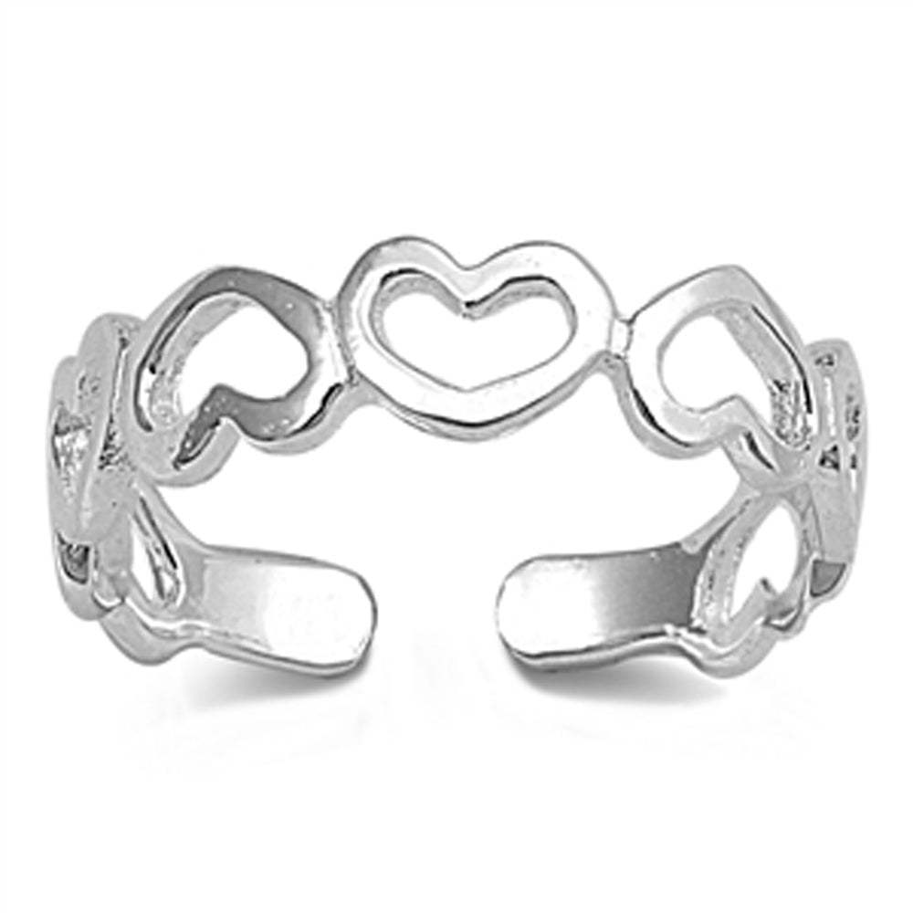 Sterling Silver Wholesale Heart Toe Ring Cute Love Adjustable Midi Band .925 New