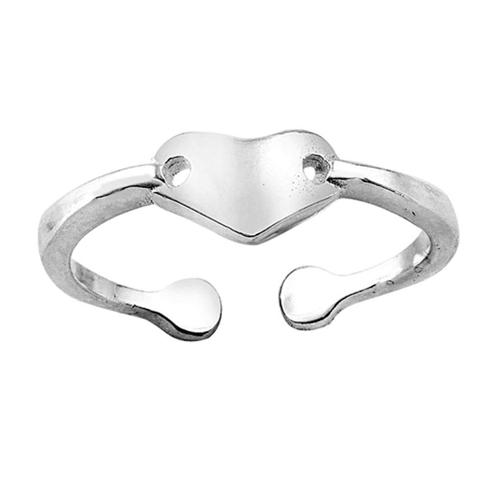 Sterling Silver Fashion Heart Ring Cute Adjustable Love Midi Band New .925