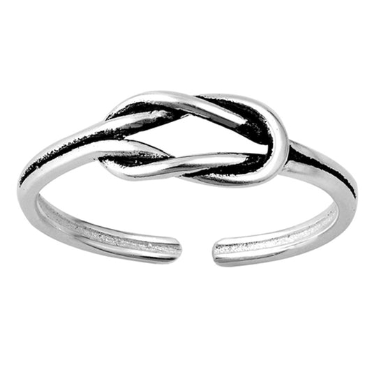 Sterling Silver Promise Knot Toe Ring Oxidized Adjustable Midi Band 925 New