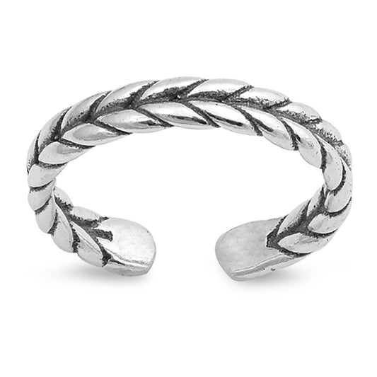 Sterling Silver Unique Braided Toe Ring Oxidized Adjustable Midi Band 925 New
