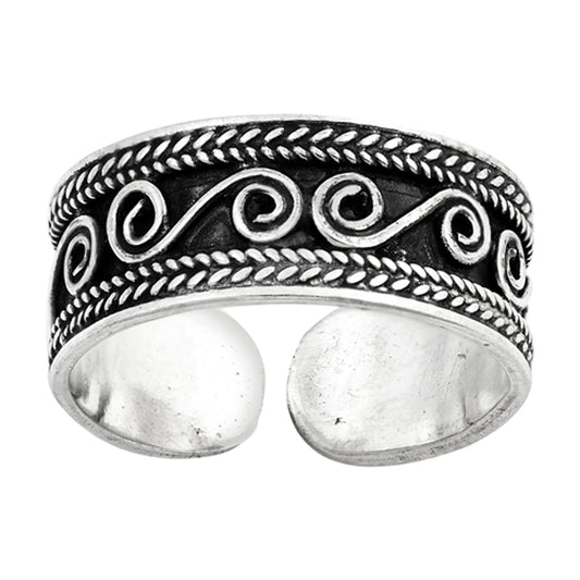 Sterling Silver Wholesale Bali Toe Ring Oxidized Adjustable Midi Band 925 New