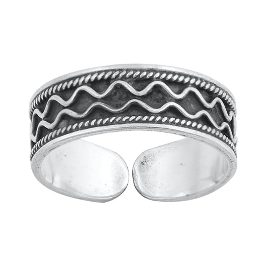 Sterling Silver Fashion Bali Toe Ring Cute Oxidized Adjustable Midi Band 925 New